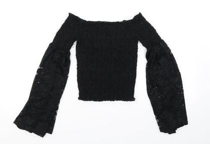 Womens UK Size 8 River Island Black Basic T-Shirt