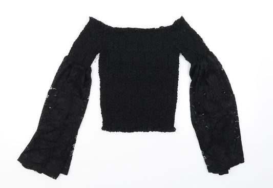 Womens UK Size 8 River Island Black Basic T-Shirt