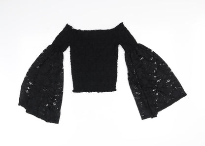 Womens UK Size 8 River Island Black Basic T-Shirt