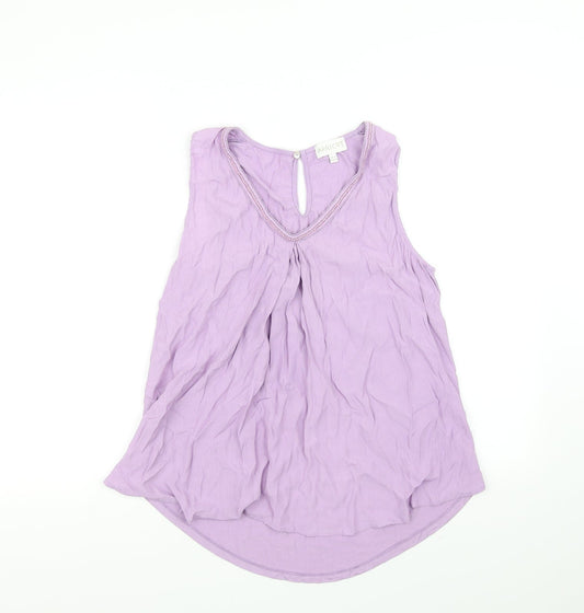 Womens UK Size 12 Apricot Purple Basic T-Shirt