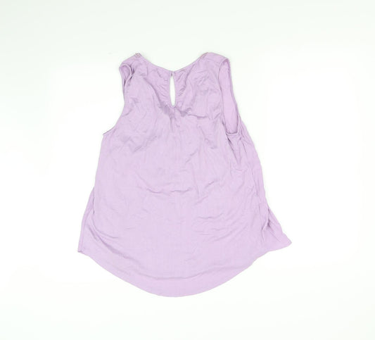 Womens UK Size 12 Apricot Purple Basic T-Shirt