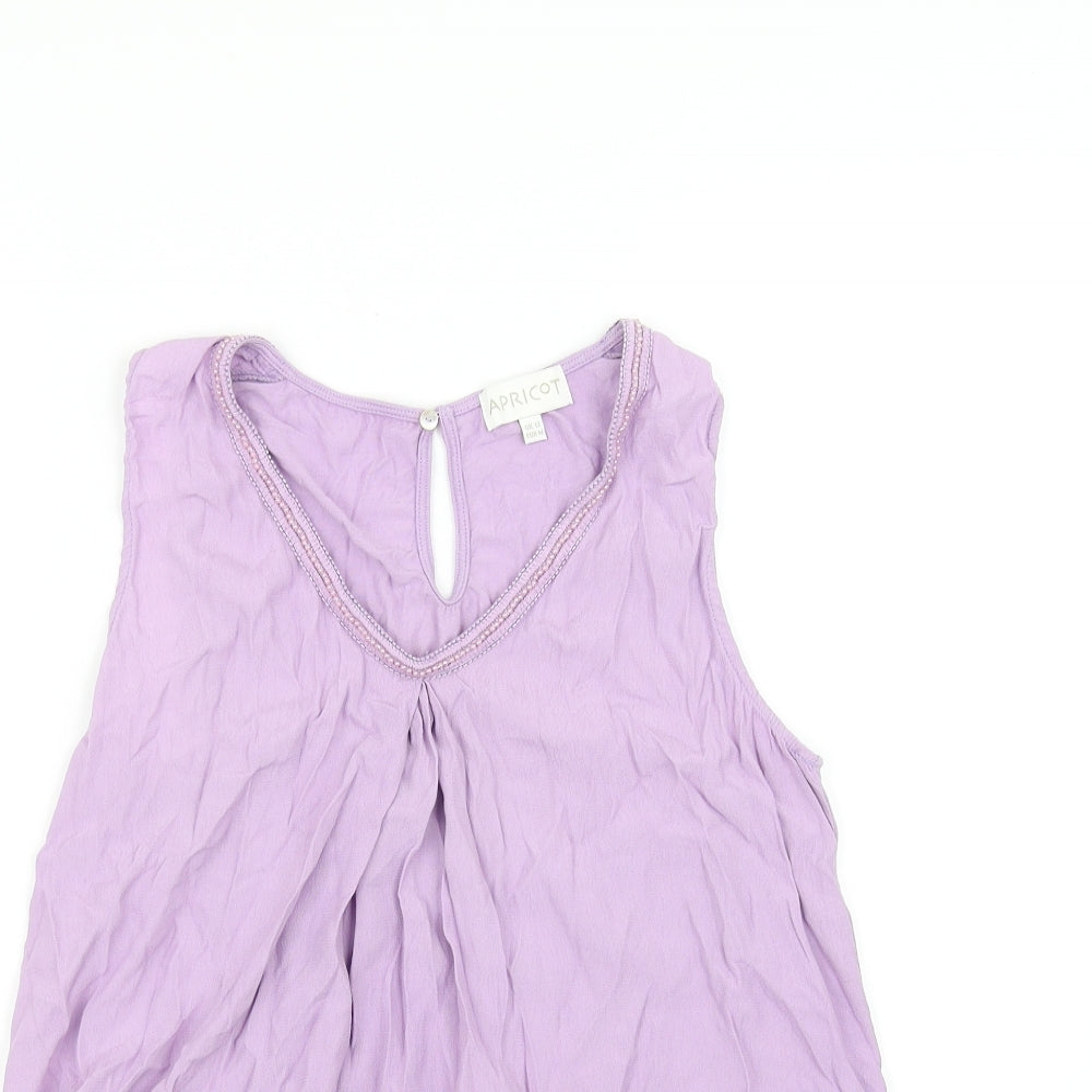 Womens UK Size 12 Apricot Purple Basic T-Shirt