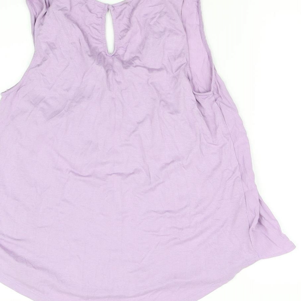 Womens UK Size 12 Apricot Purple Basic T-Shirt