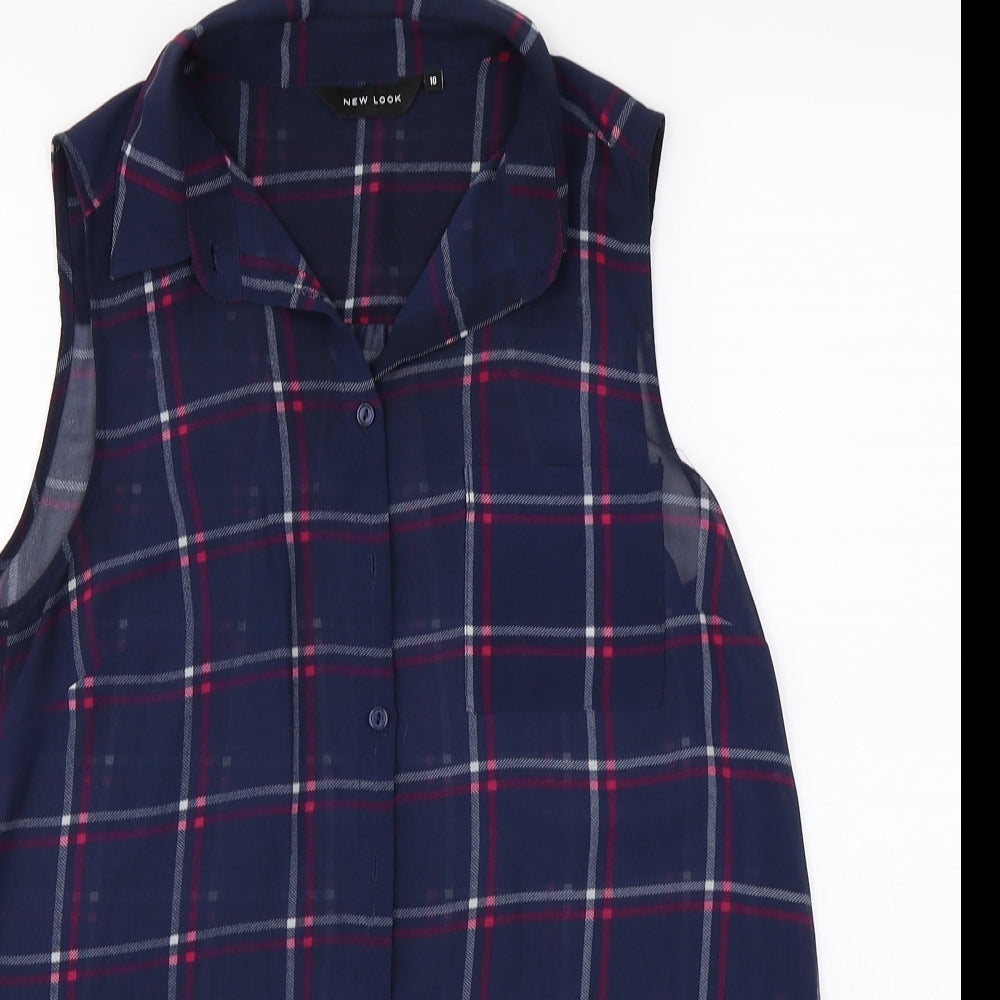 Womens UK Size 10 New Look Blue Camisole Button-Up