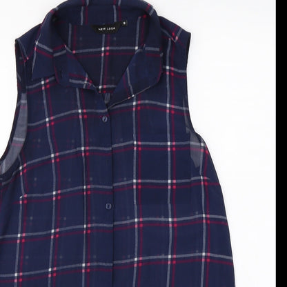 Womens UK Size 10 New Look Blue Camisole Button-Up