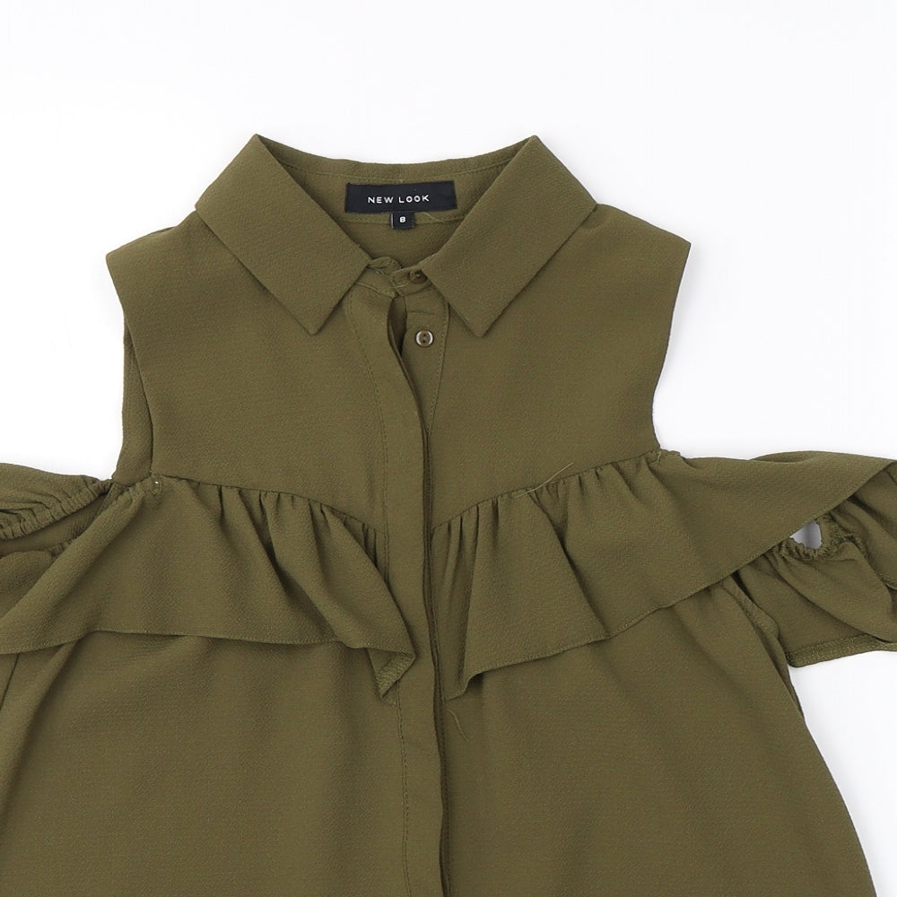 Womens UK Size 8 New Look Green Basic Blouse