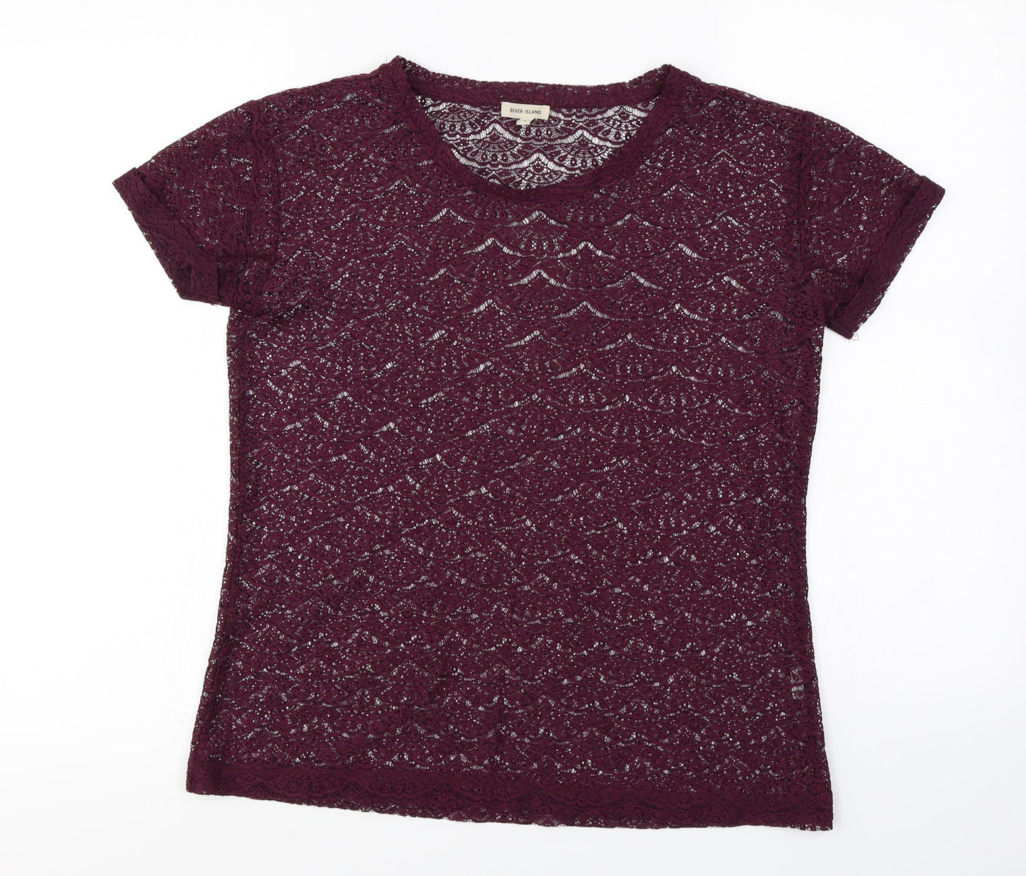 Womens UK Size 6 River Island Purple Basic T-Shirt