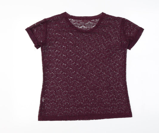 Womens UK Size 6 River Island Purple Basic T-Shirt