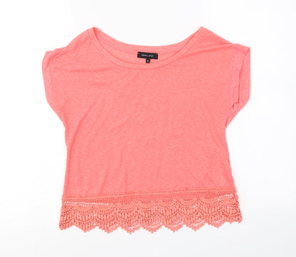 Womens UK Size 8 New Look Pink Basic T-Shirt