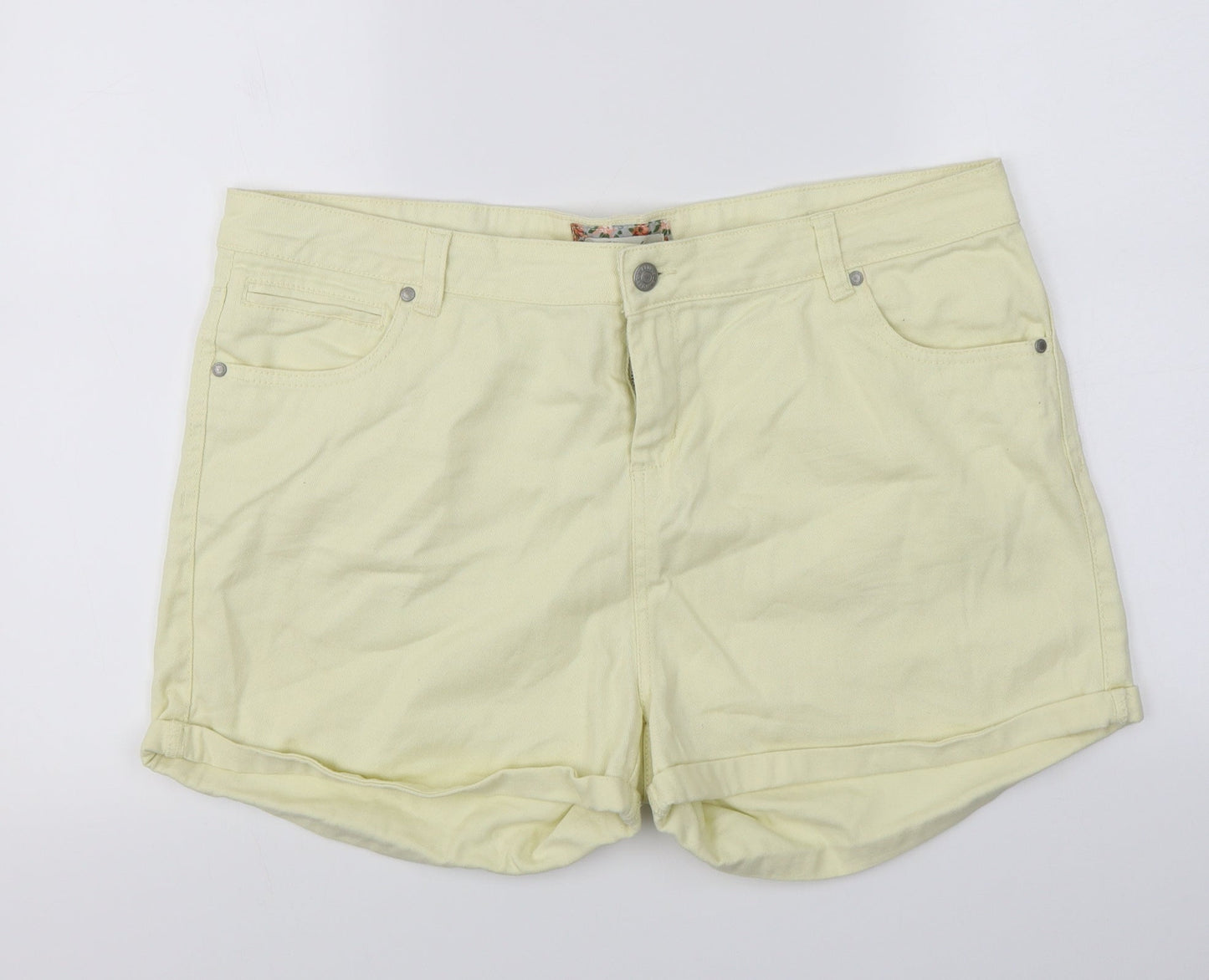 Peacocks Womens Yellow   Cut-Off Shorts Size 18