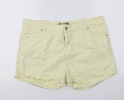 Peacocks Womens Yellow   Cut-Off Shorts Size 18
