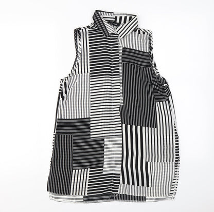 New Look  Womens White Herringbone  Basic Button-Up Size 8