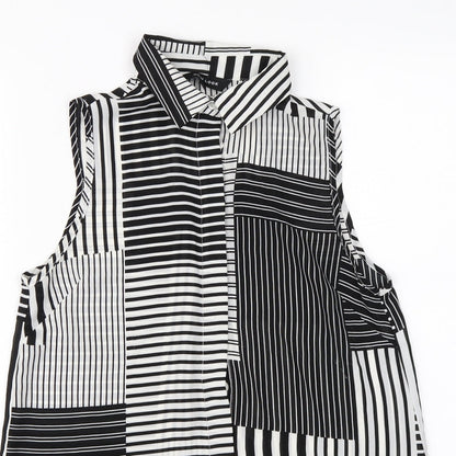 New Look  Womens White Herringbone  Basic Button-Up Size 8