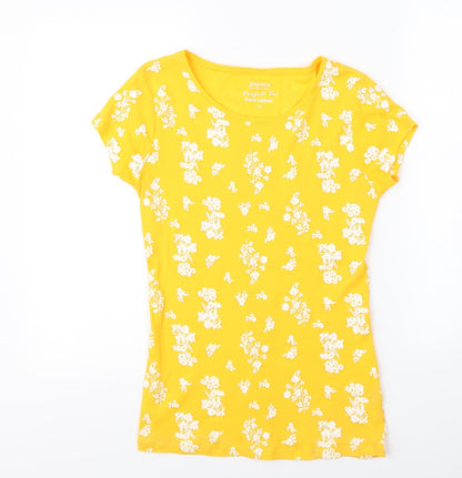 papaya  Womens Yellow Floral  Basic T-Shirt Size 10