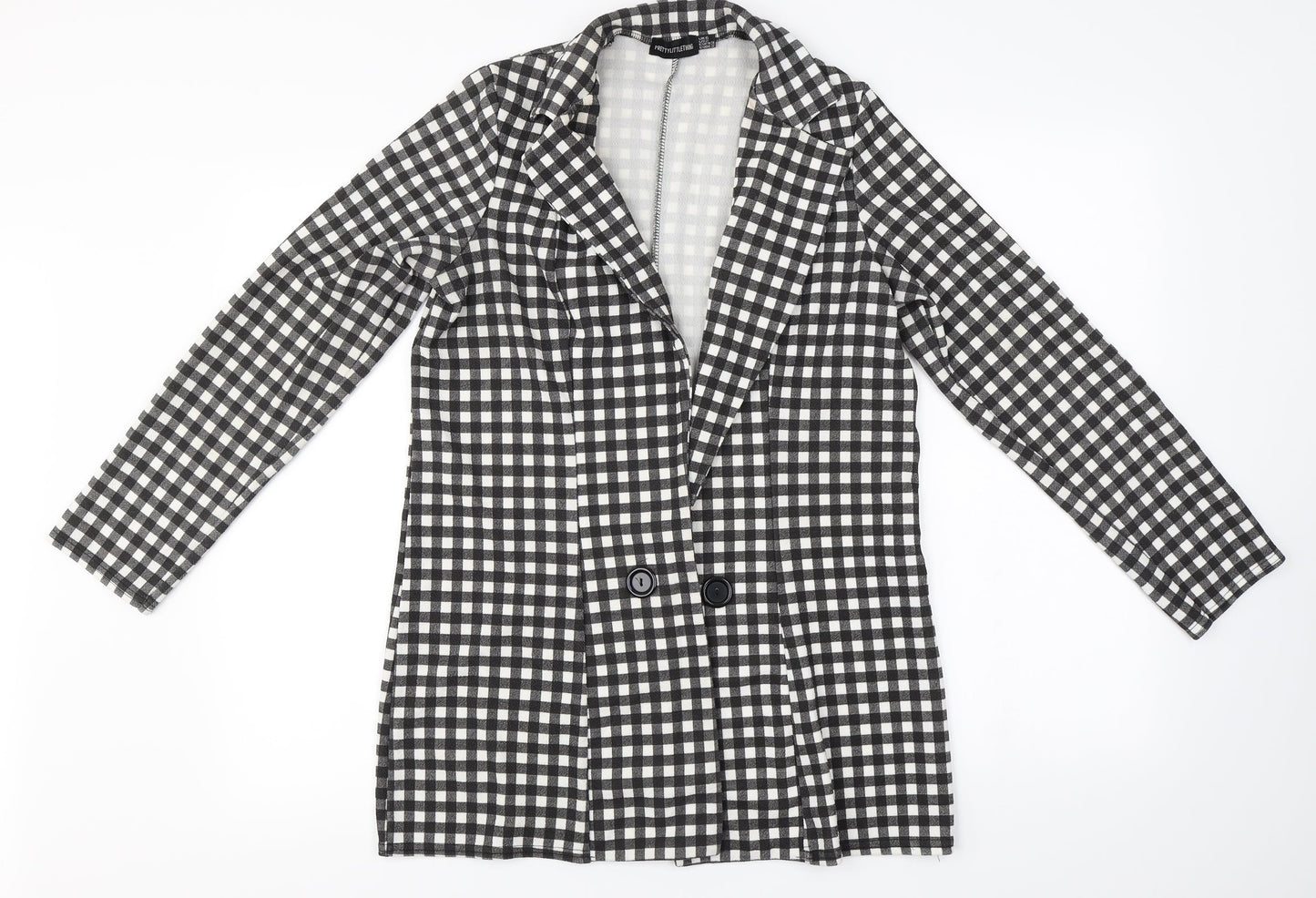 PRETTYLITTLETHING Womens Black Check  Cardigan Jumper Size 6