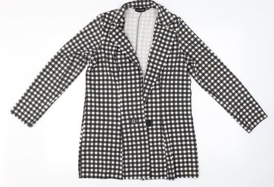 PRETTYLITTLETHING Womens Black Check  Cardigan Jumper Size 6