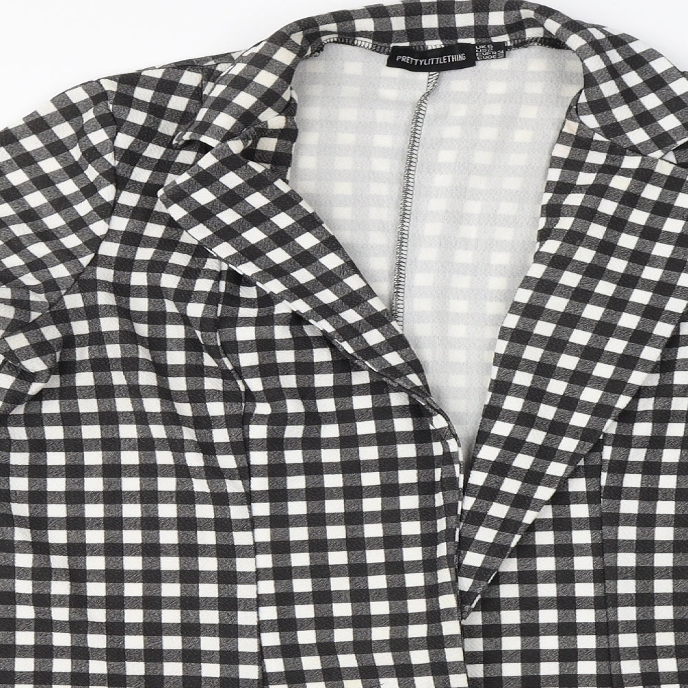 PRETTYLITTLETHING Womens Black Check  Cardigan Jumper Size 6