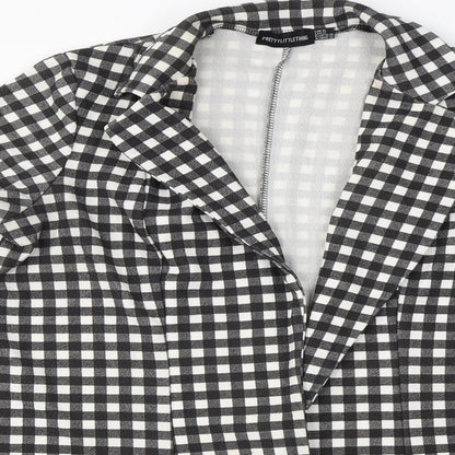 PRETTYLITTLETHING Womens Black Check  Cardigan Jumper Size 6