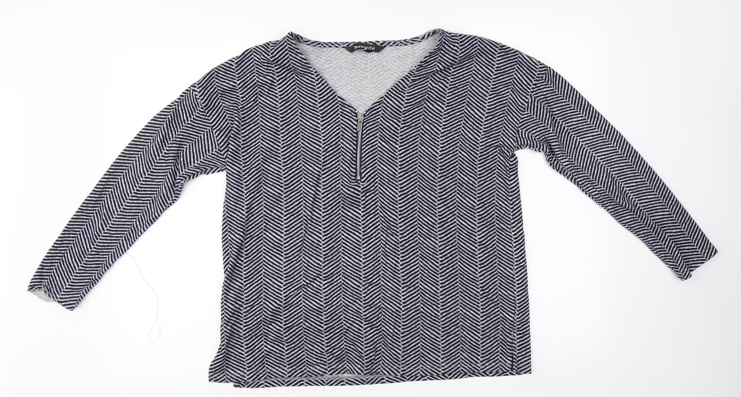 Womens UK Size 12 Bonmarché Blue Basic T-Shirt
