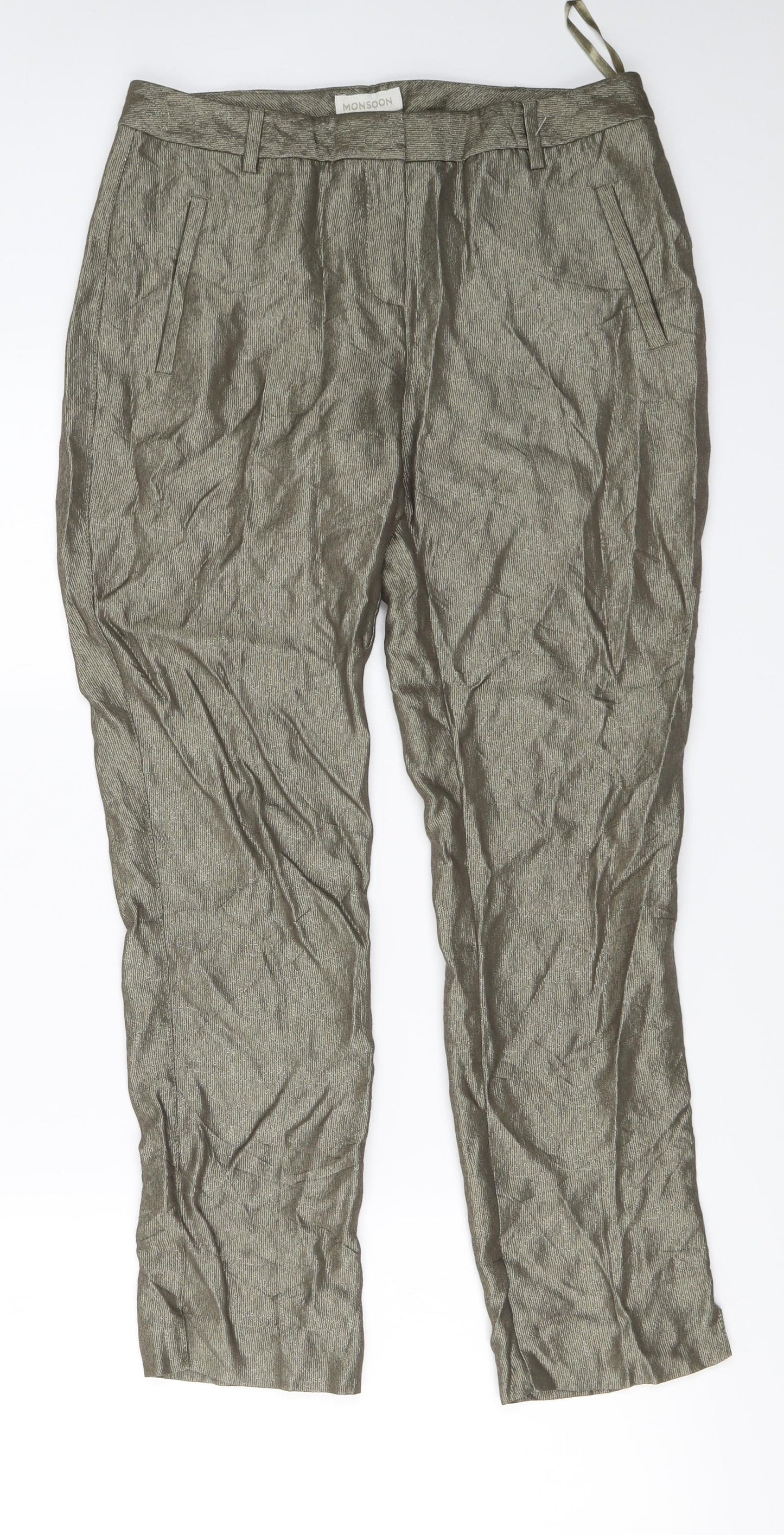 Monsoon Womens Gold   Trousers  Size 10 L24 in
