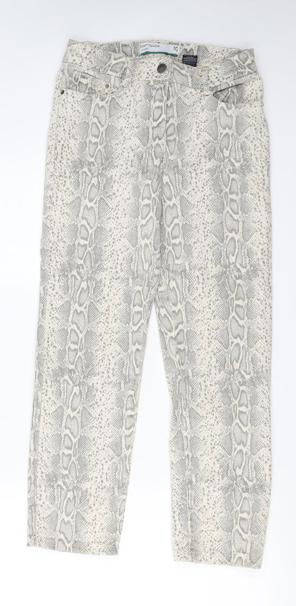 NEXT  Womens Beige Animal Print  Skinny Jeans Size 10 L24 in