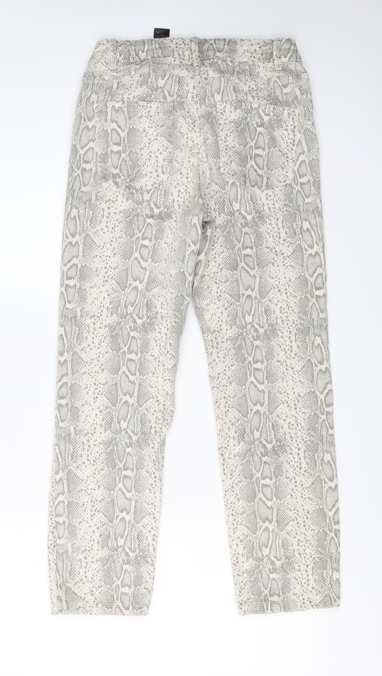 NEXT  Womens Beige Animal Print  Skinny Jeans Size 10 L24 in