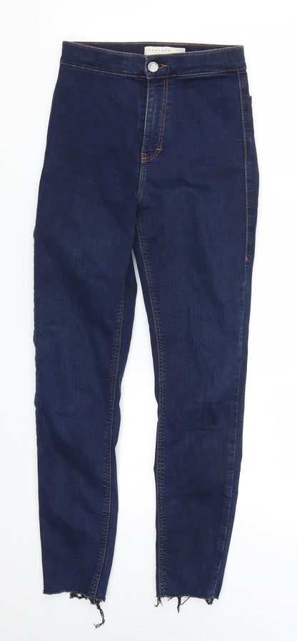 Topshop Womens Blue  Denim Skinny Jeans Size 26 L25 in - Distressed Hem
