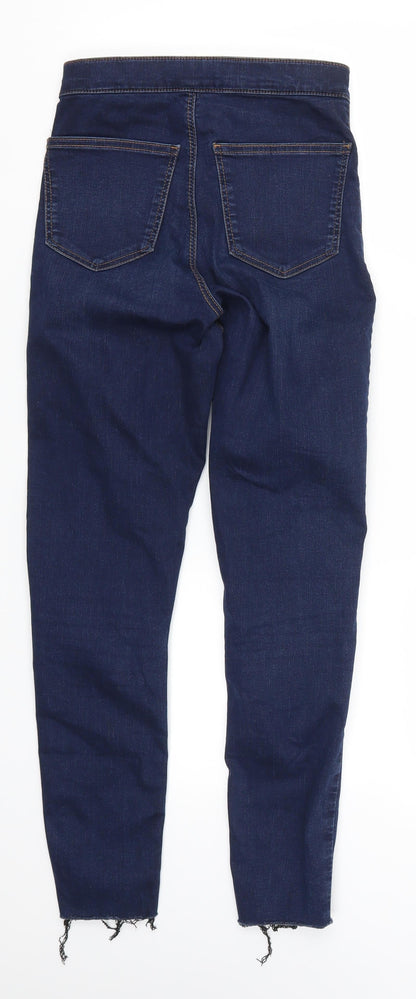 Topshop Womens Blue  Denim Skinny Jeans Size 26 L25 in - Distressed Hem