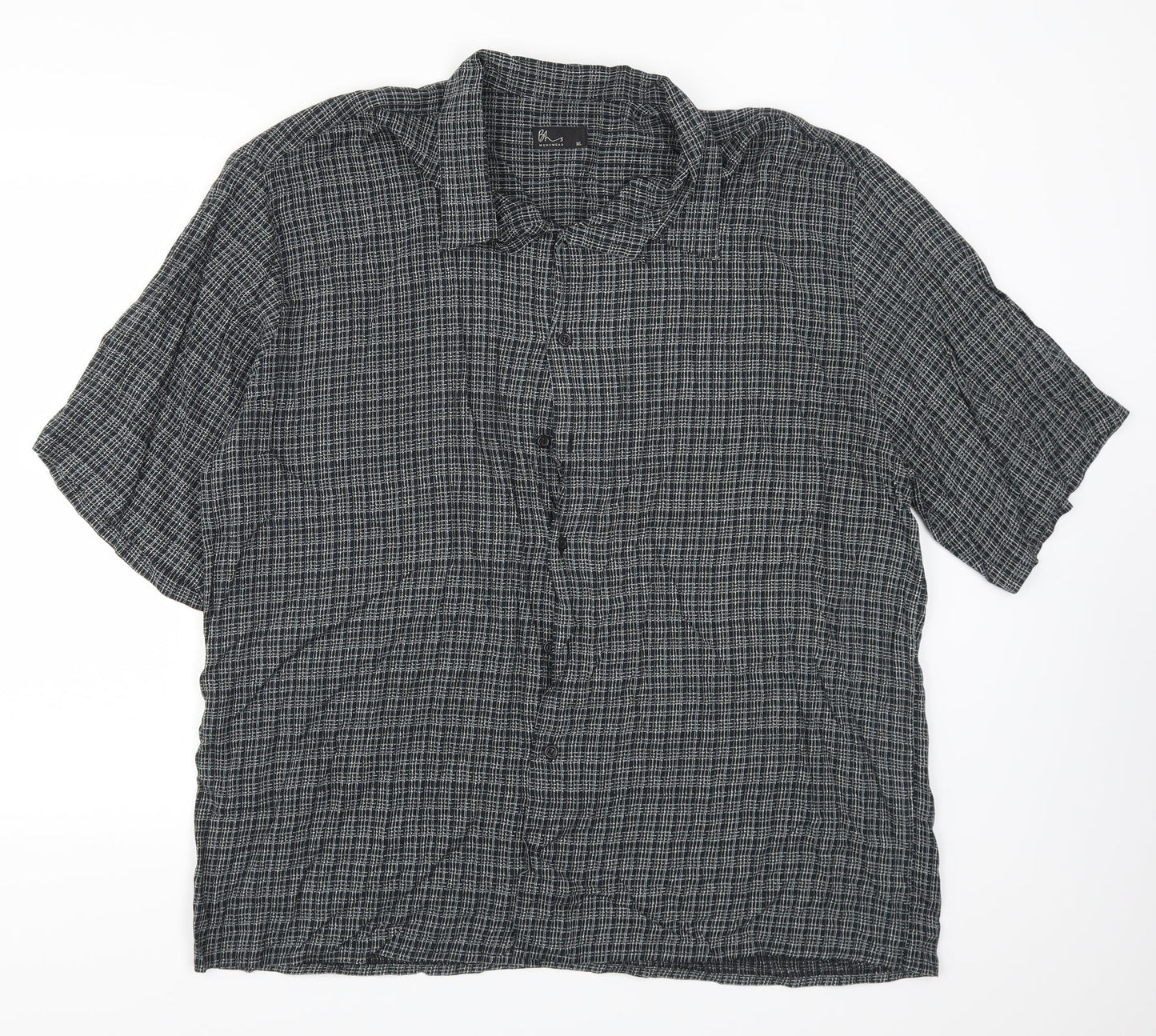 Mens UK Size XL BHS Grey  Button-Up Short Sleeve Casual Shirt