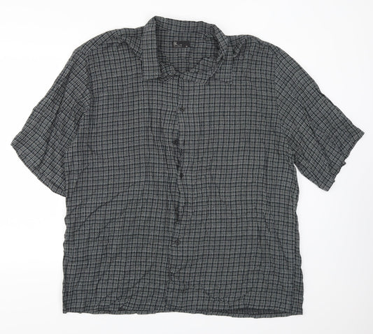 Mens UK Size XL BHS Grey  Button-Up Short Sleeve Casual Shirt