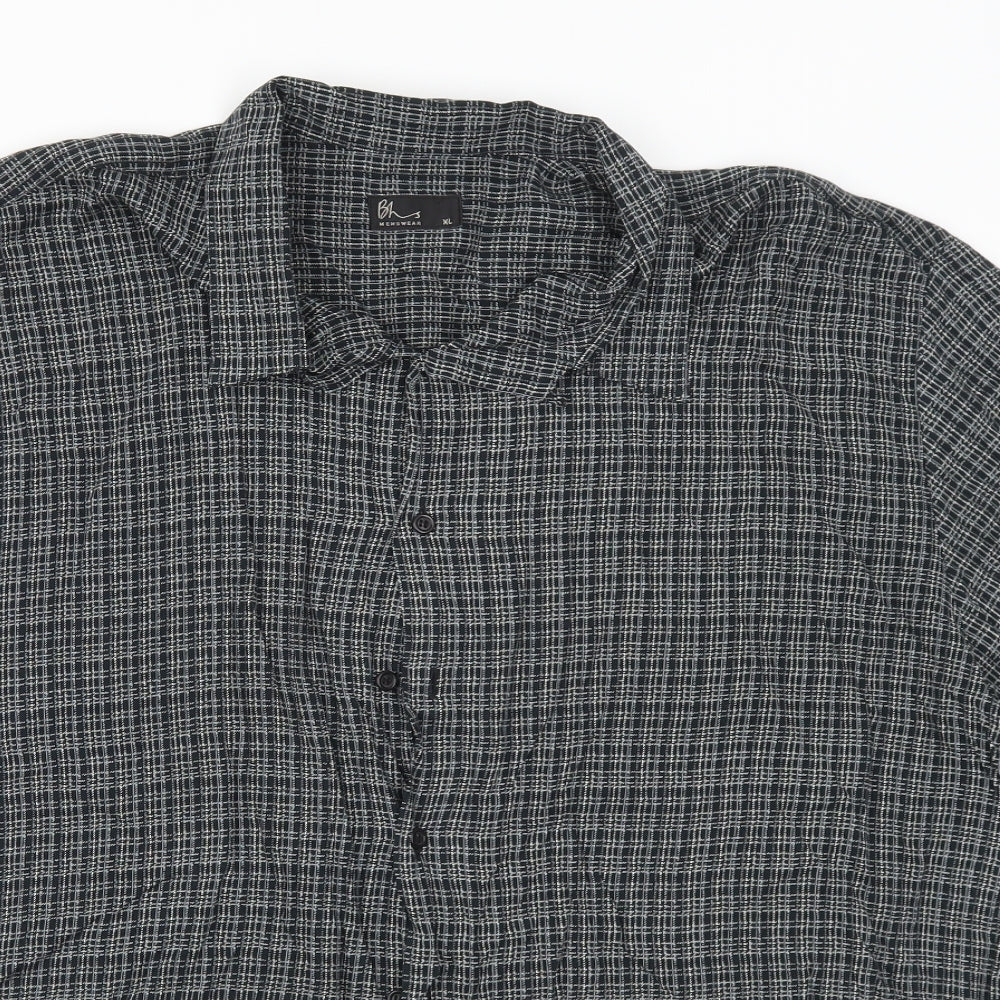 Mens UK Size XL BHS Grey  Button-Up Short Sleeve Casual Shirt