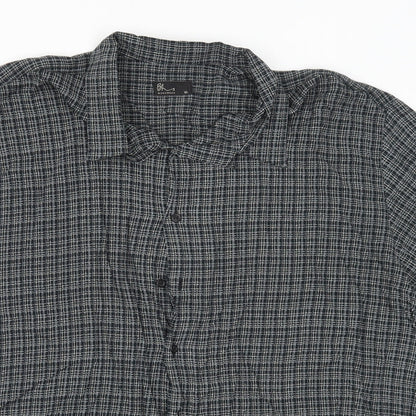 Mens UK Size XL BHS Grey  Button-Up Short Sleeve Casual Shirt