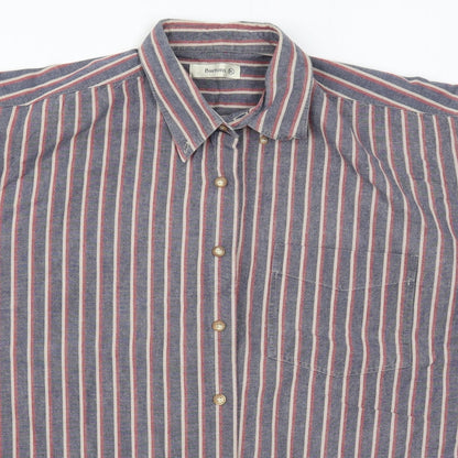 Mens UK Size XL Burtons Blue  Button-Up Short Sleeve Casual Shirt