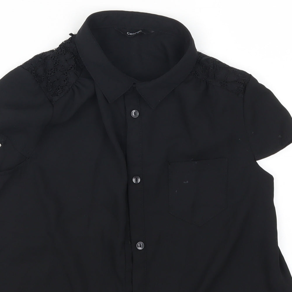 George Girls Black   Basic Button-Up Size 11-12 Years