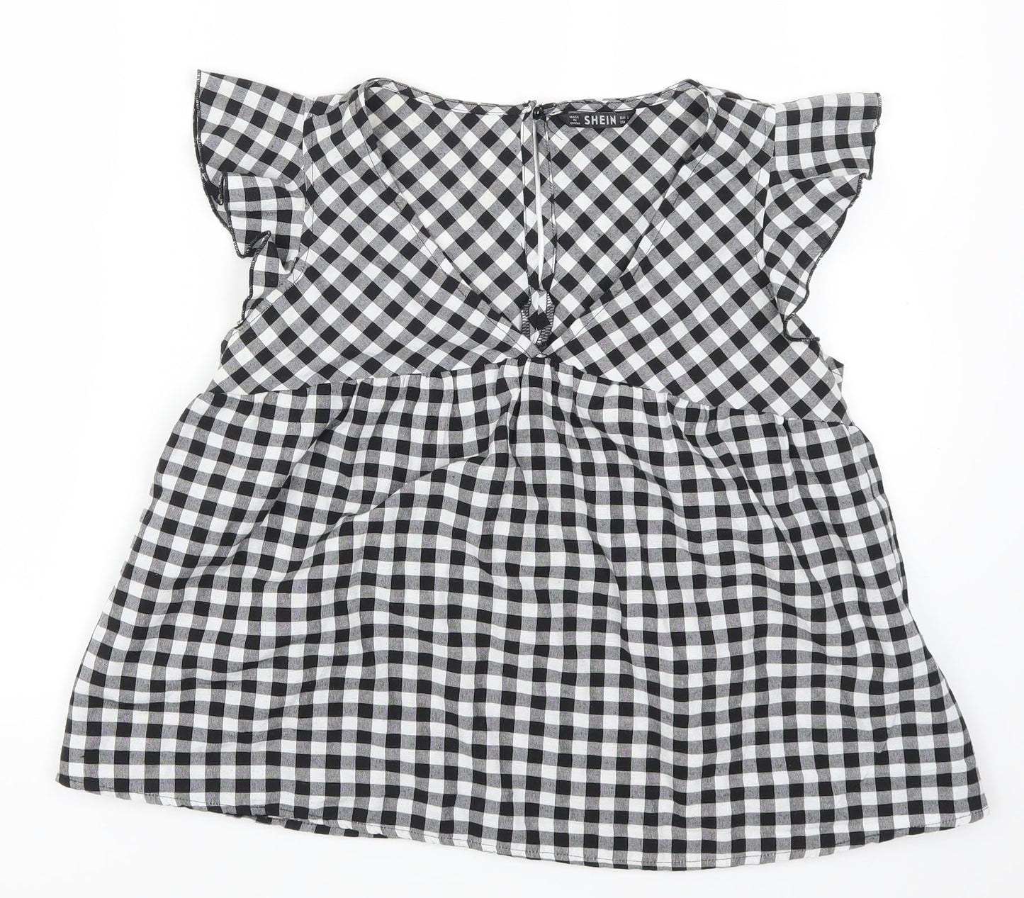 SheIn Womens Gold Check  Basic Blouse Size S  - Gingham