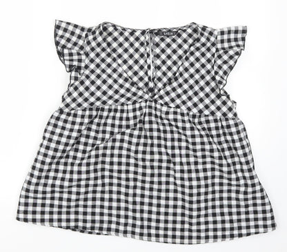 SheIn Womens Gold Check  Basic Blouse Size S  - Gingham