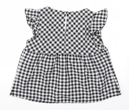 SheIn Womens Gold Check  Basic Blouse Size S  - Gingham