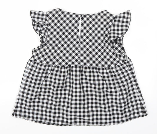 SheIn Womens Gold Check  Basic Blouse Size S  - Gingham