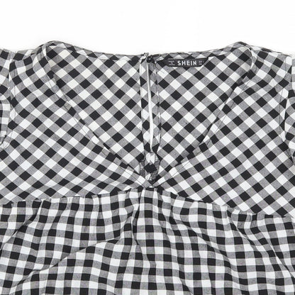 SheIn Womens Gold Check  Basic Blouse Size S  - Gingham