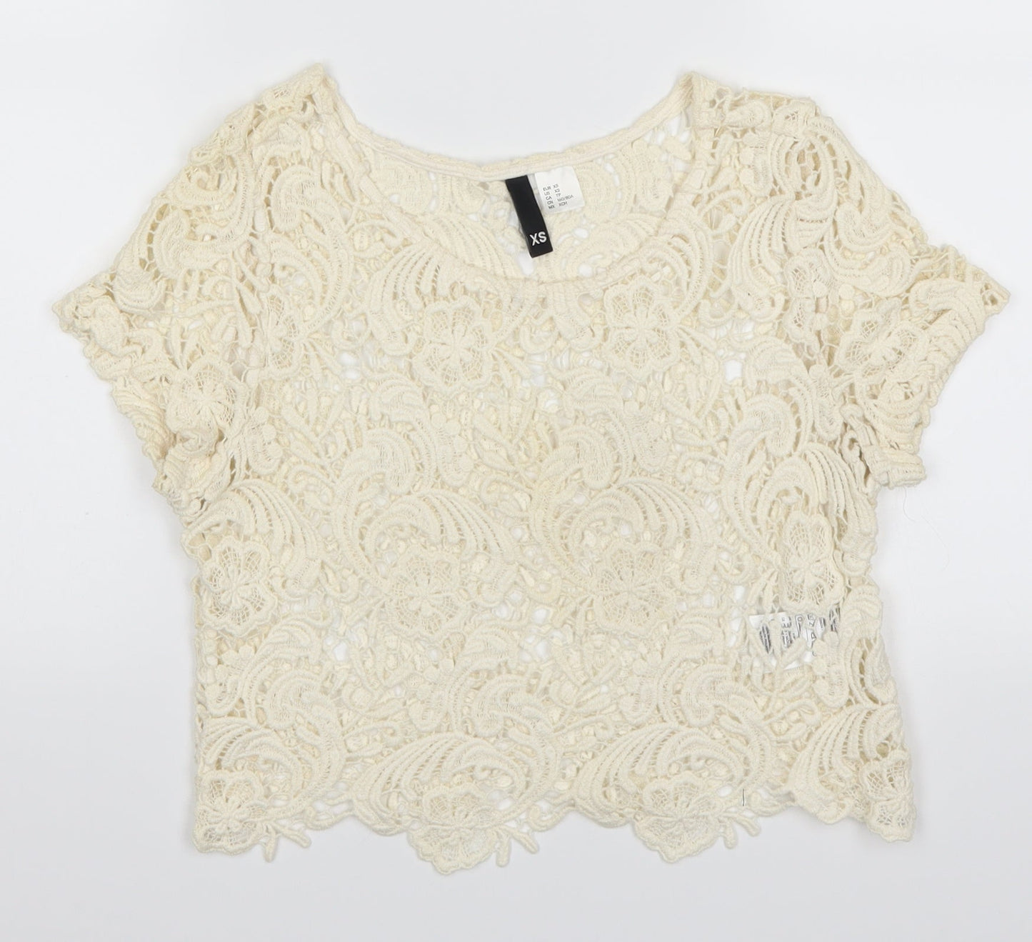 Womens UK Size XS H&M Beige Basic T-Shirt