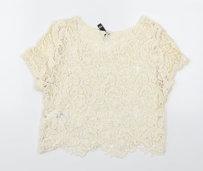 Womens UK Size XS H&M Beige Basic T-Shirt