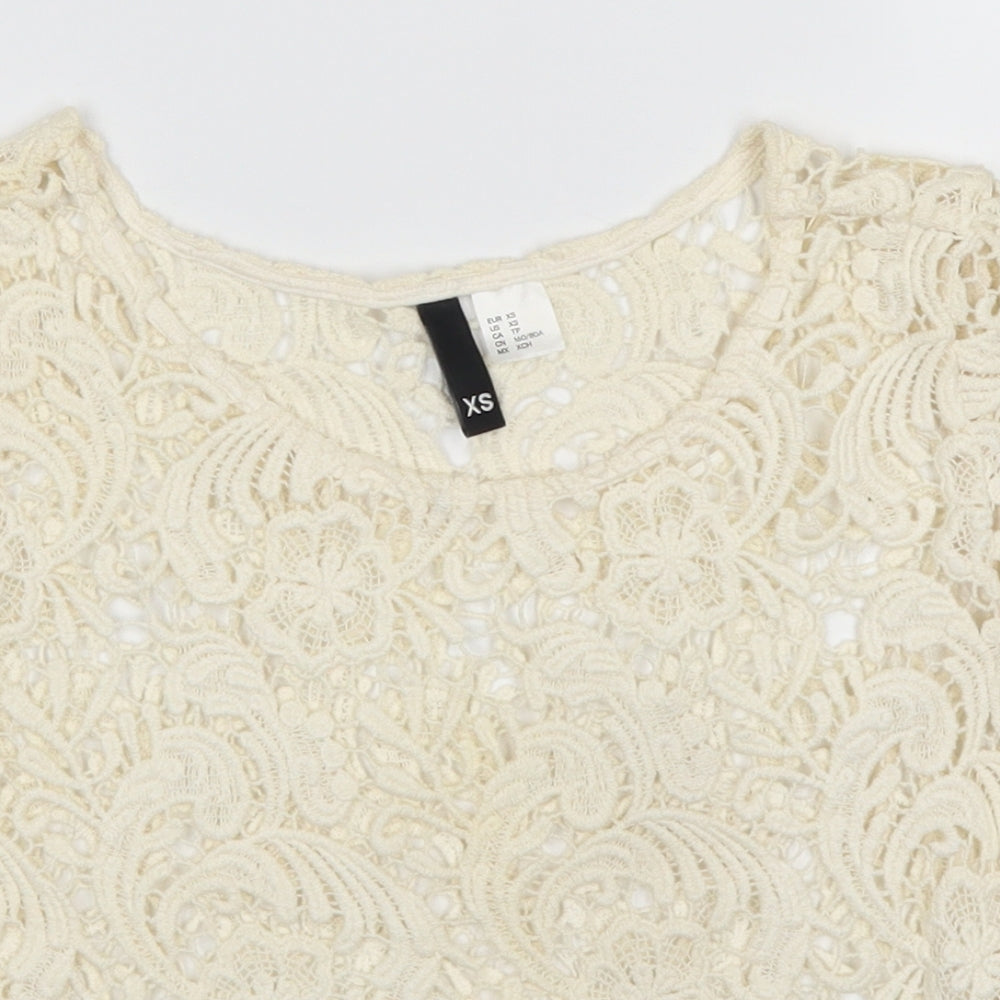 Womens UK Size XS H&M Beige Basic T-Shirt
