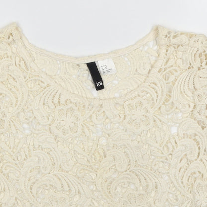 Womens UK Size XS H&M Beige Basic T-Shirt