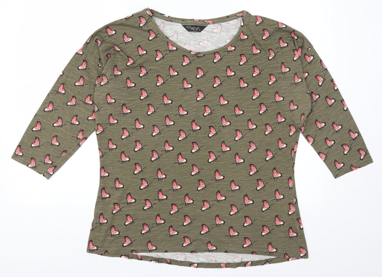 Womens UK Size 14 Originals Brown Basic T-Shirt