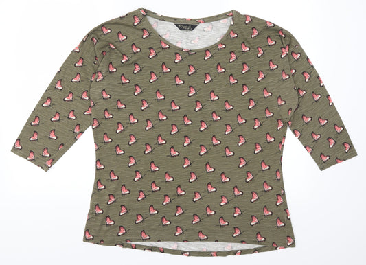 Originals Womens Brown Animal Print  Basic T-Shirt Size 14  - Butterfly Print