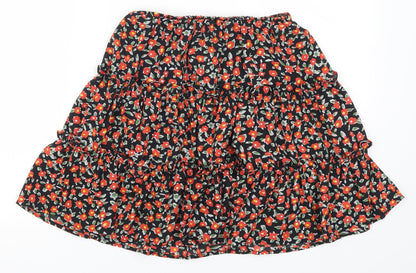 SheIn Womens Red Floral  Skater Skirt Size S