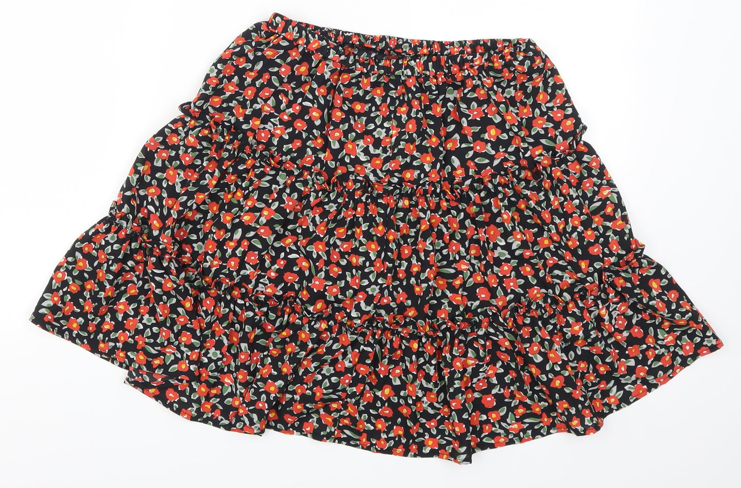 SheIn Womens Red Floral  Skater Skirt Size S