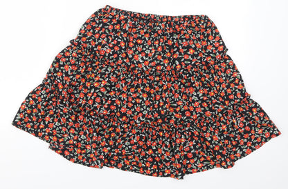 SheIn Womens Red Floral  Skater Skirt Size S