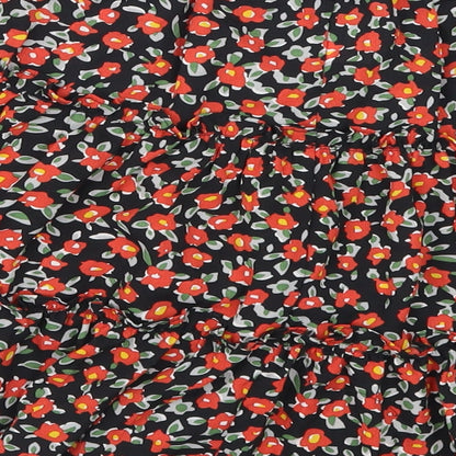 SheIn Womens Red Floral  Skater Skirt Size S