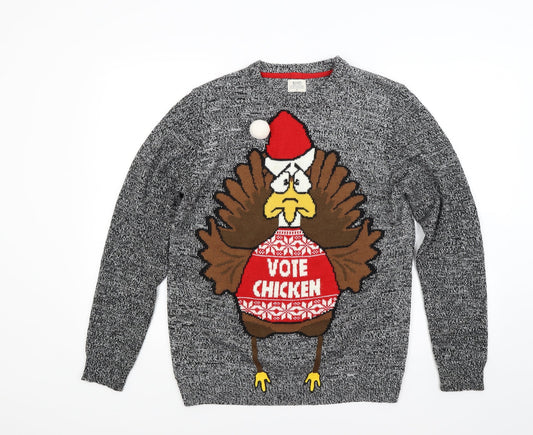 ACW85 Mens Grey  Knit Pullover Jumper Size M